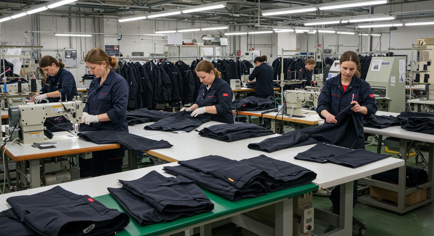 Производство спецодежды курток и брюк для работников промышленных предприятий